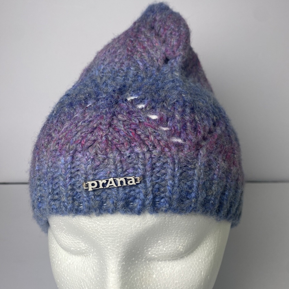 Prana Knit Beanie in Blue and Purple Blend